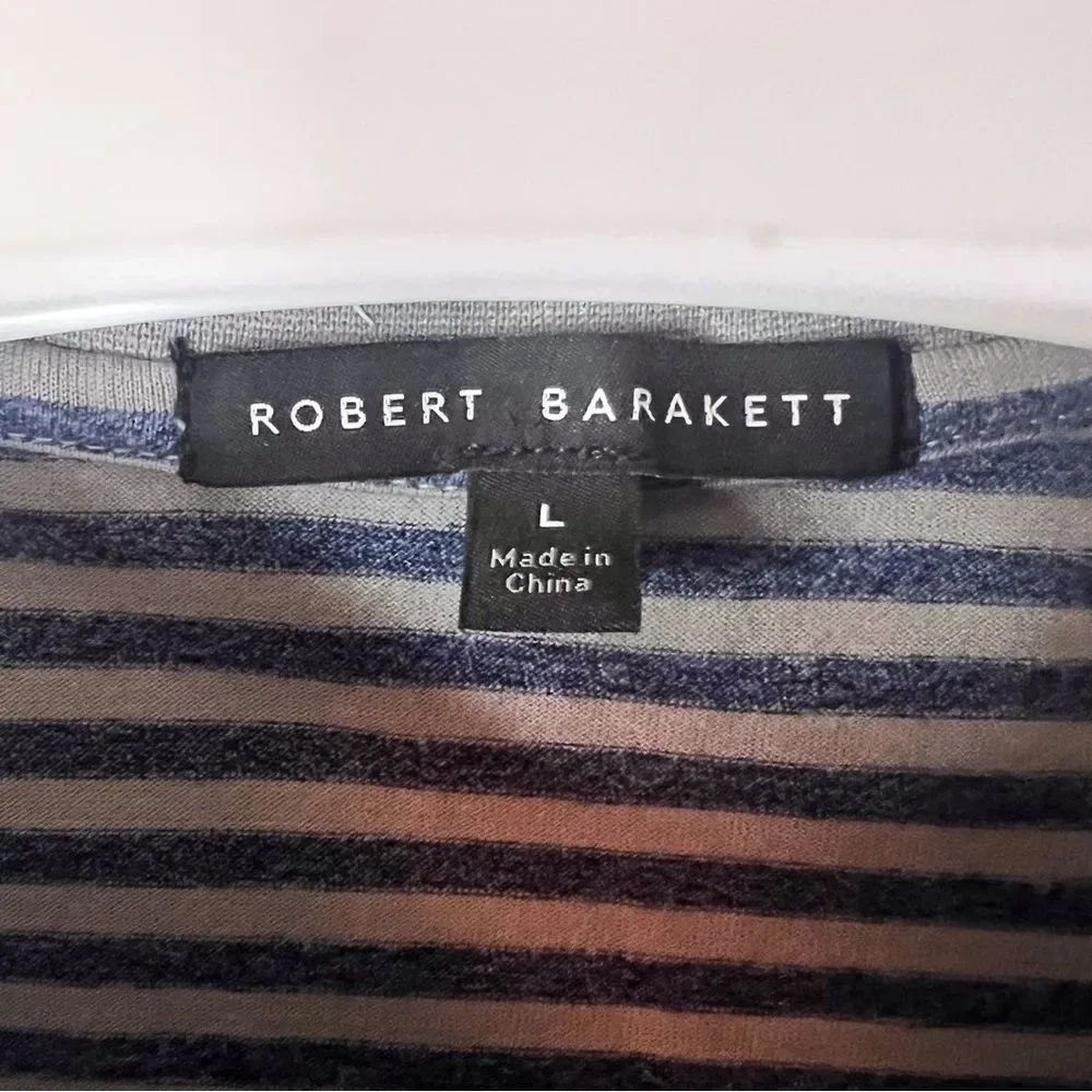 Robert Barakett‎ Mens Striped Cotton Tee Size Large Preppy Country Club Comfy